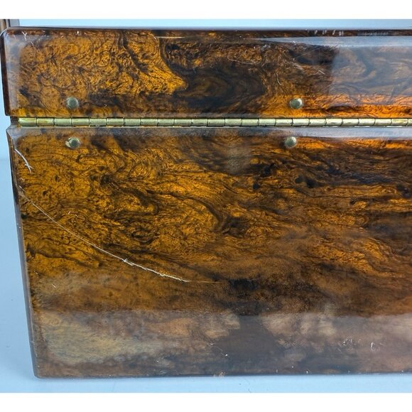 Wilardy Wood Grained Lucite Purse Handbag Vtg Authentic Handle Flower Clasp 50s - Picture 5 of 16